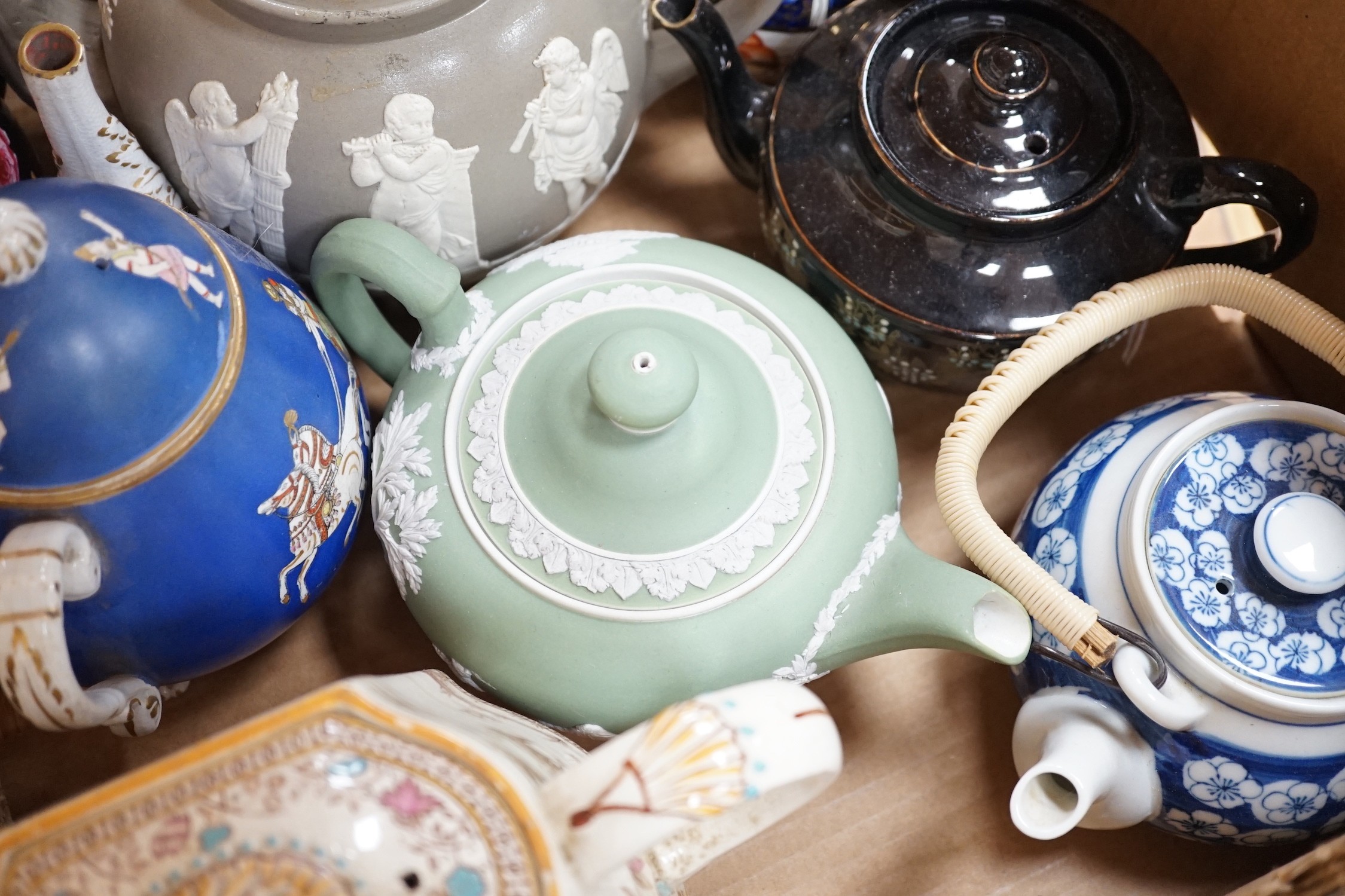 A selection of various ceramic teapots, to include Wedgwood